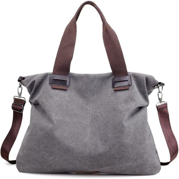 Women's Canvas Tote Bag Shoulder Crossbody Purses Work Travel - Picture 1 of 6